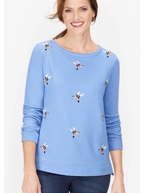 Talbots Embroidered Hummingbird Blue Sweatshirt